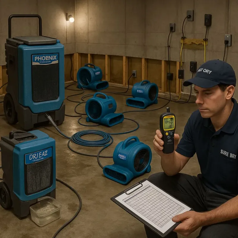 Structural Drying and Dehumidification process in Scenic, AZ